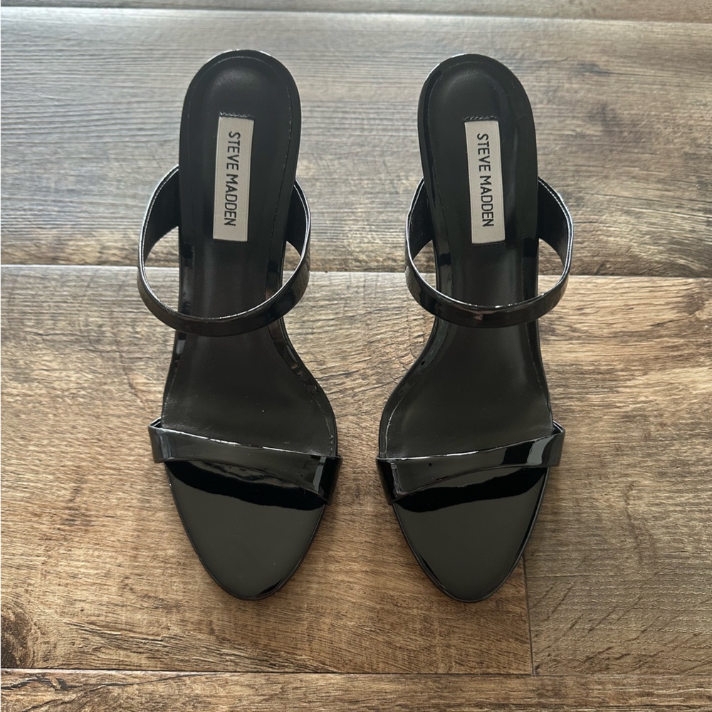 Steve Madden Rosalina Black Patent Heel Sandals